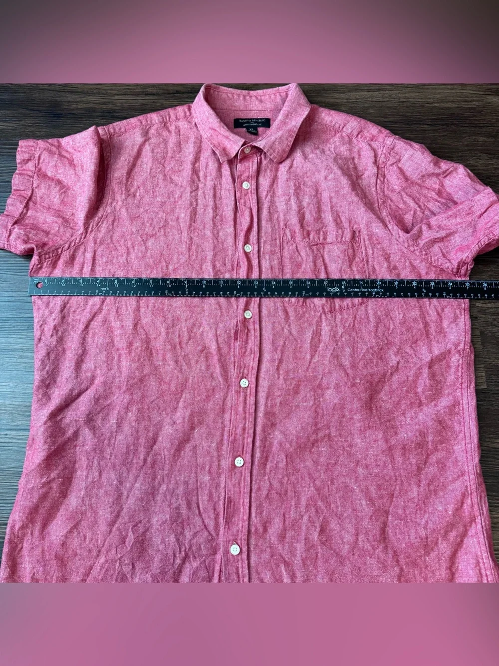 Banana Republic Men’s Shirt Linen Blend XL Red Short Sleeve Button Up Resortwear